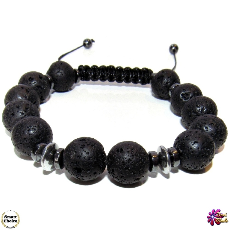 Мъжка гривна Шамбала от Вулканичен камък - Лава - DM-2361