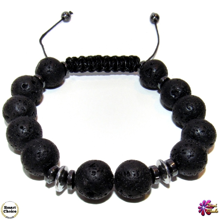 Мъжка гривна Шамбала от Вулканичен камък - Лава - DM-2361