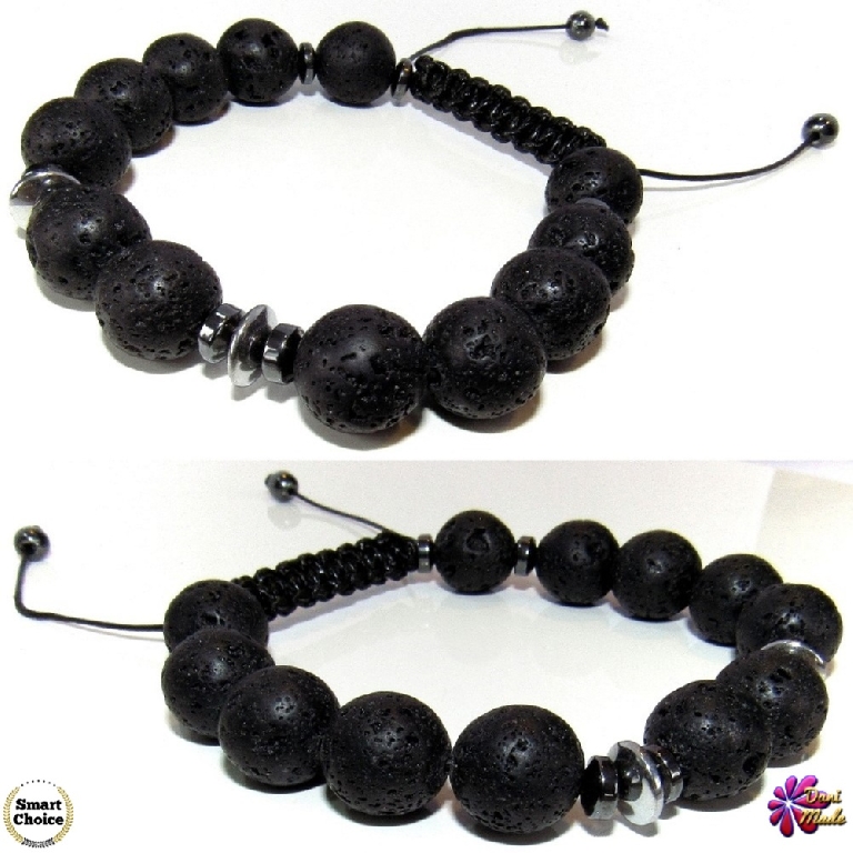 Мъжка гривна Шамбала от Вулканичен камък - Лава - DM-2361