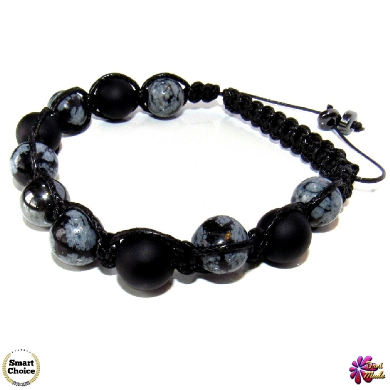 Мъжка гривна Шамбала - Оникс, Обсидиан и Хематит - DM-2364