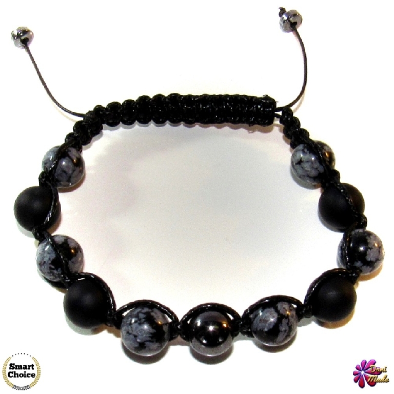 Мъжка гривна Шамбала - Оникс, Обсидиан и Хематит - DM-2364