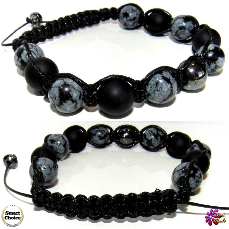 Мъжка гривна Шамбала - Оникс, Обсидиан и Хематит - DM-2364