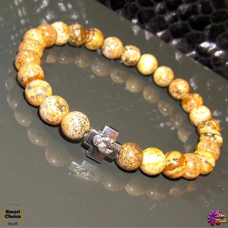 Мъжка гривна от естествени камъни Яспис - DM-2350