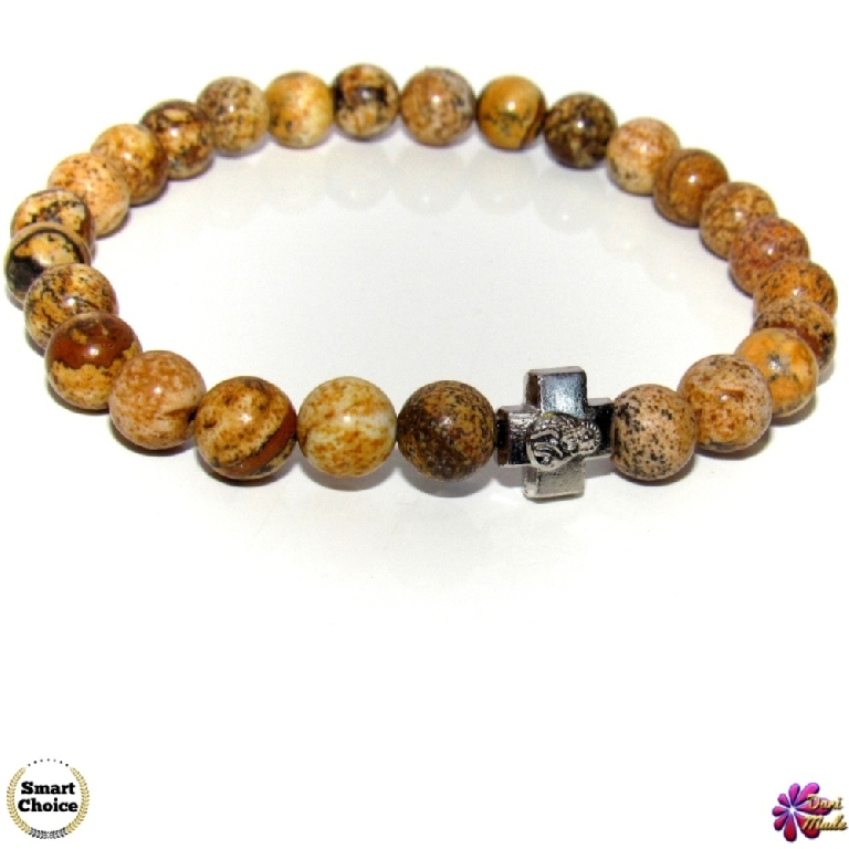 Мъжка гривна от естествени камъни Яспис - DM-2350