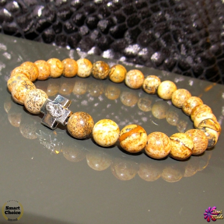 Мъжка гривна от естествени камъни Яспис - DM-2350