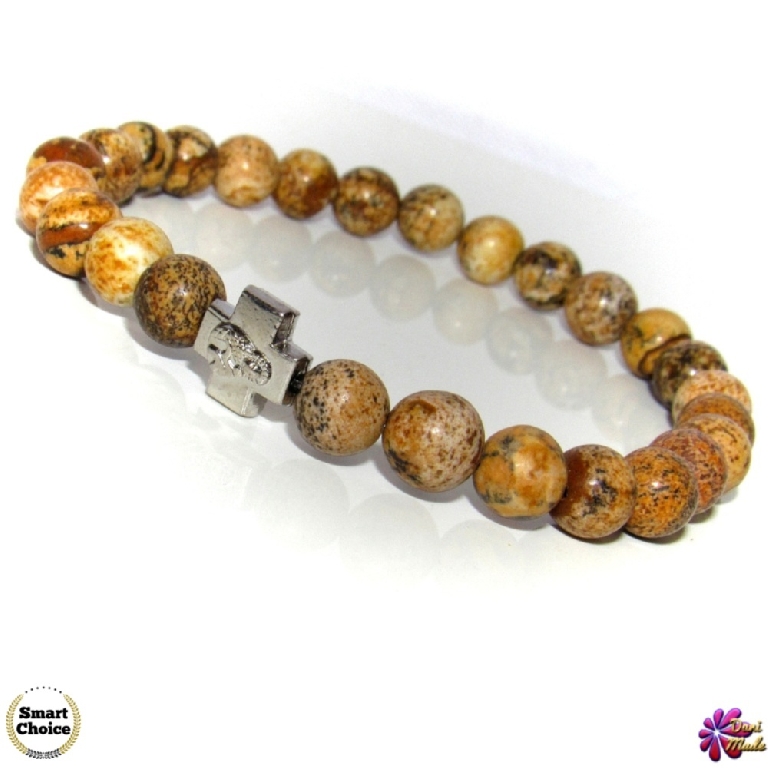 Мъжка гривна от естествени камъни Яспис - DM-2350