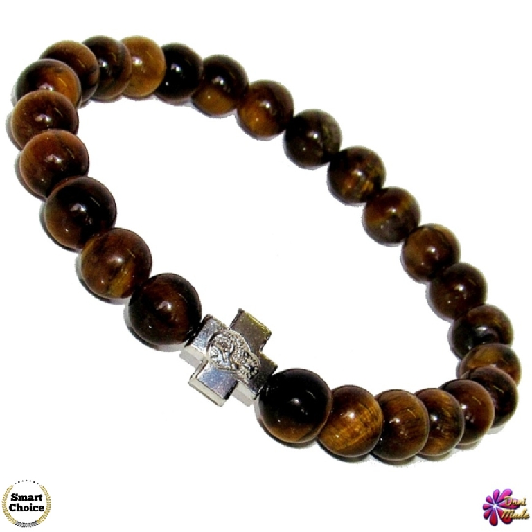 Мъжка гривна от естествени камъни Тигрово око - DM-2346