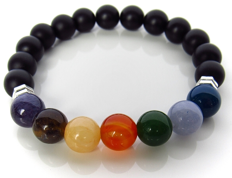 Мъжка гривна от естествени камъни Седем чакри - DM-2296