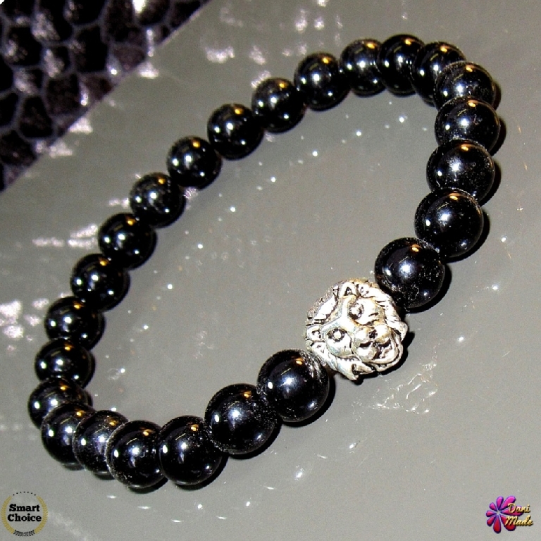 Мъжка гривна от естествени камъни Оникс - DM-2347