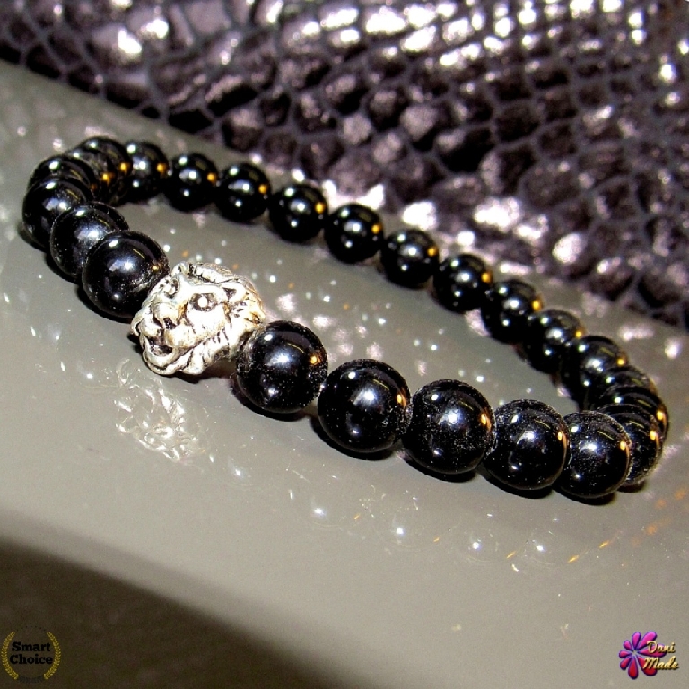 Мъжка гривна от естествени камъни Оникс - DM-2347