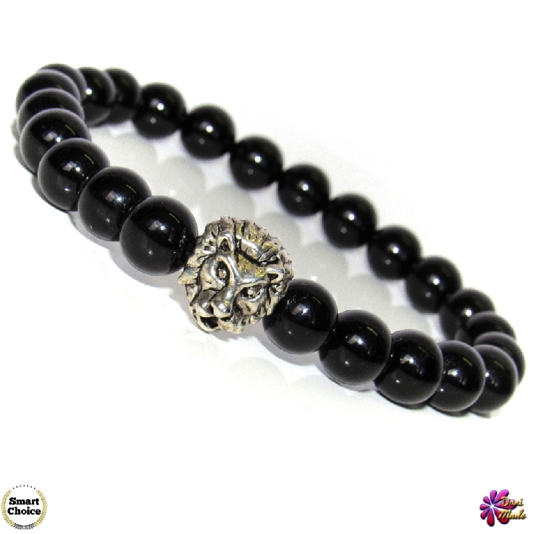 Мъжка гривна от естествени камъни Оникс - DM-2347