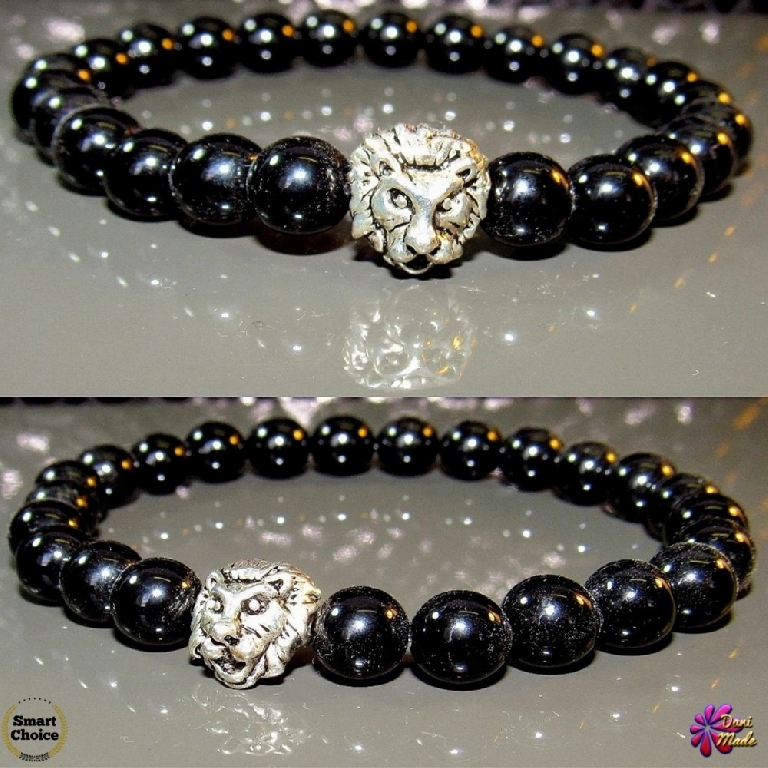 Мъжка гривна от естествени камъни Оникс - DM-2347