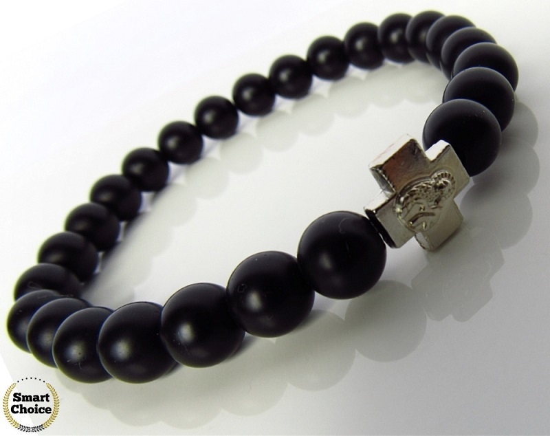 Мъжка гривна от естествени камъни Оникс - DM-2295