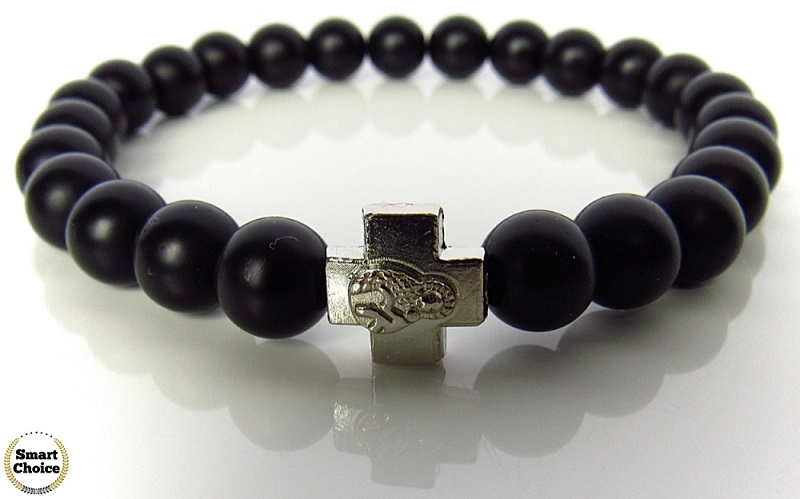 Мъжка гривна от естествени камъни Оникс - DM-2295