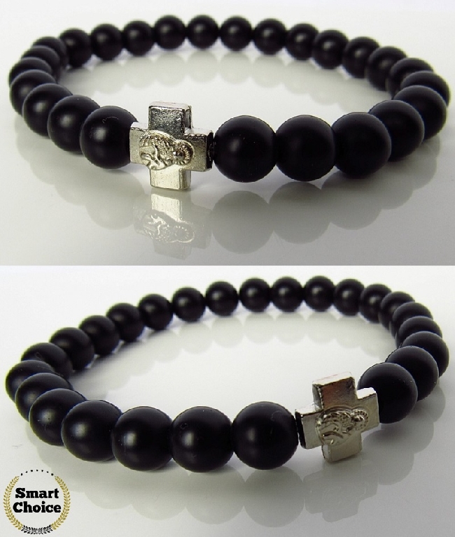 Мъжка гривна от естествени камъни Оникс - DM-2295