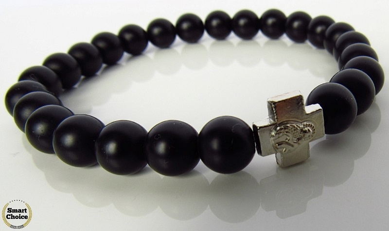 Мъжка гривна от естествени камъни Оникс - DM-2295