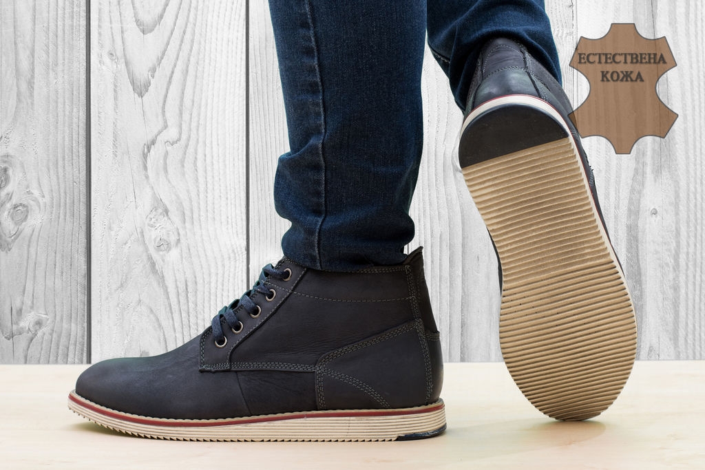 Мъжки зимни боти с топъл хастар от Естествена кожа