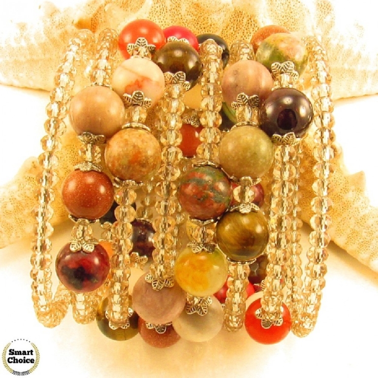 Уникална дамска гривна Саманта от естествени камъни