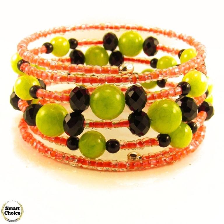 Уникална дамска гривна Електра от естествени камъни Жадеит и Оникс