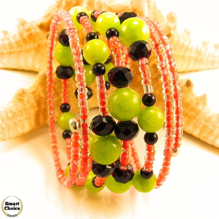 Уникална дамска гривна Електра от естествени камъни Жадеит и Оникс