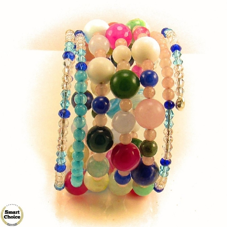 Уникална дамска гривна "Лятно настроение" от пет вида естествени камъни