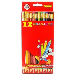 Цветни моливи с гумичка - 12 броя // Sense