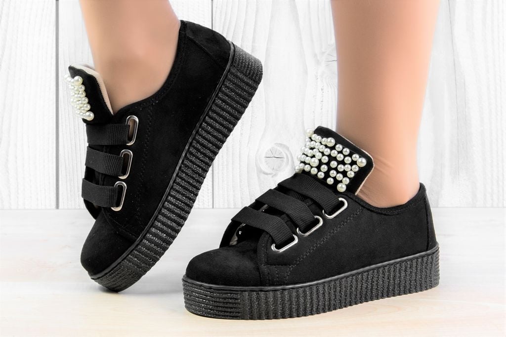 Дамски кецове с Перли в Черно