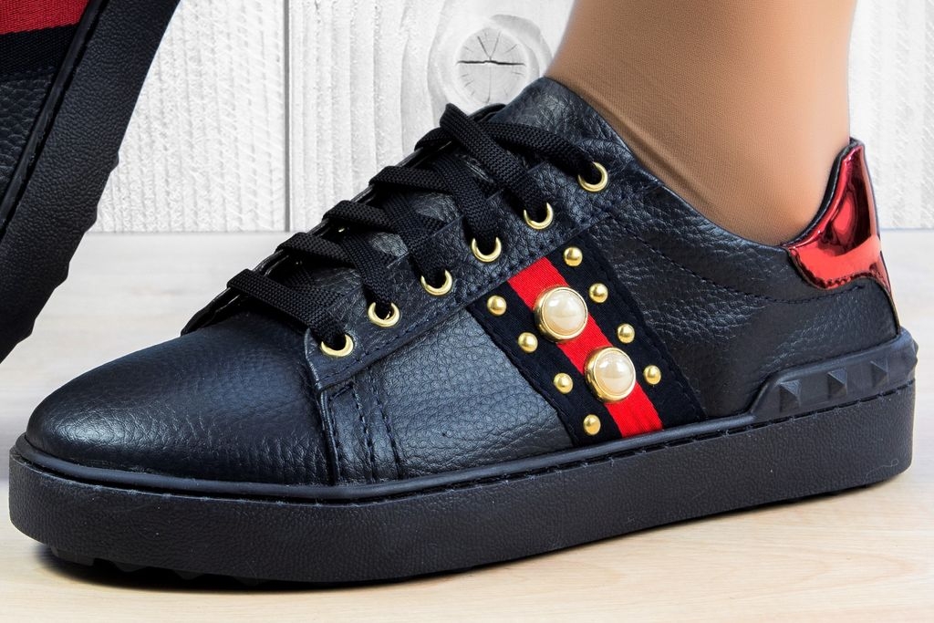 Всекидневни кецове с перли в Тъмно Синьо