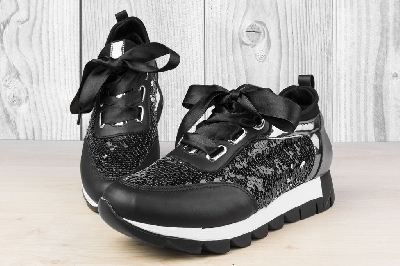 Дамски обувки с двуцветни пайети Черно/Бяло