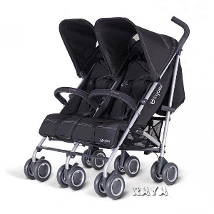 Черна детска количка за близнаци // Cybex Twinyx Pure Black