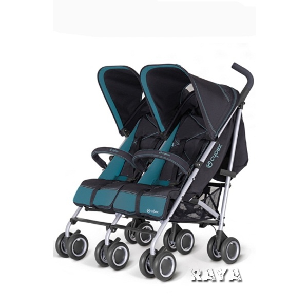Синя детска количка за близнаци // Cybex Twinyx Water colours