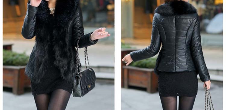 Дамска грейка в черно с пухена предна част